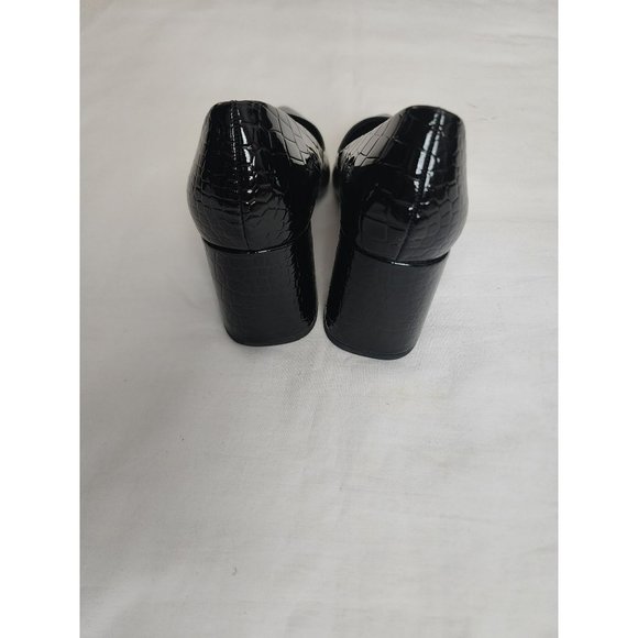 ASOS Design Women's Black Mock Croc Faux Leather Block Heel Court Shoes Size 7 - Picture 9 of 13